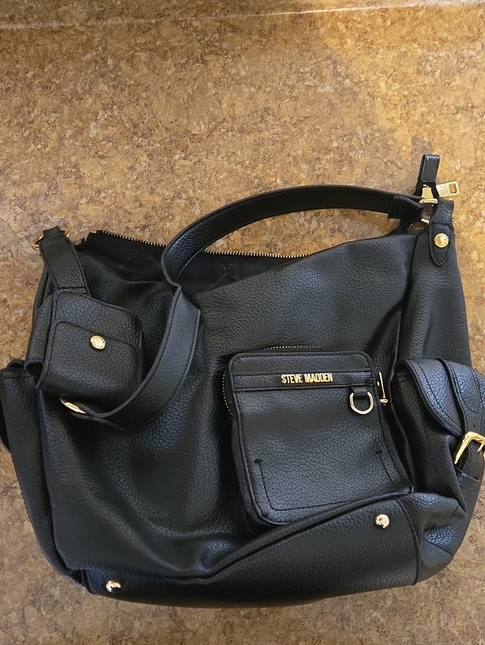Steve Madden Black Leather Tote Bag